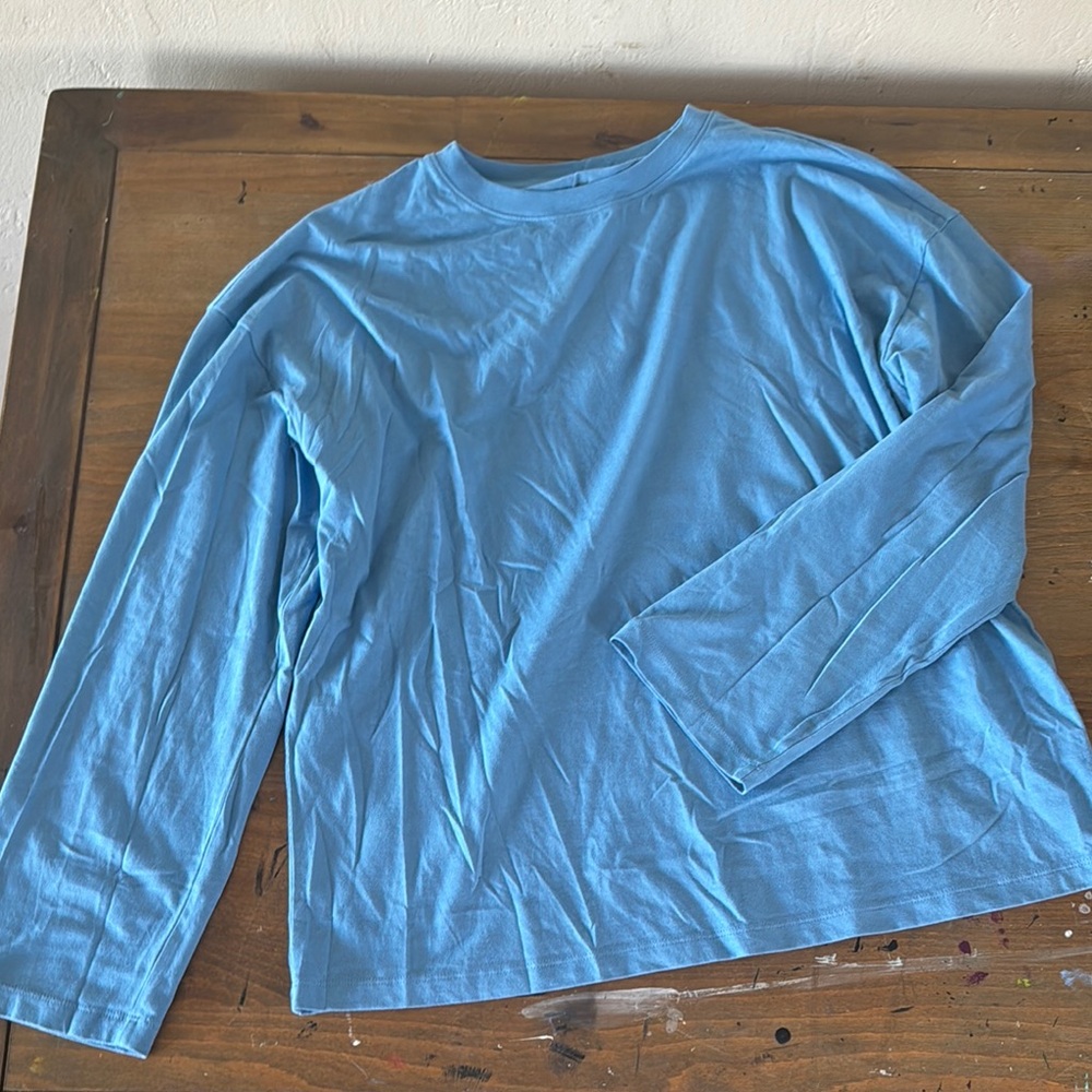 EVERLANE M Blue Long Sleeve Shirt Organic Cotton